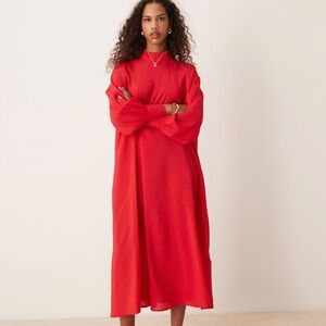 Ghospell Kali‎ Oversized Midi Dress in Red Medium NWT